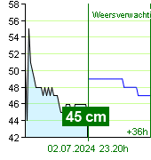 Waterstand op waterstandmeter Nespeky om 21.00 30.6.2024